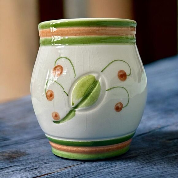 Vintage Italian Hand Painted Claudia Bernini Signed Pottery Small Jar Vase Cup - Picture 3 of 9